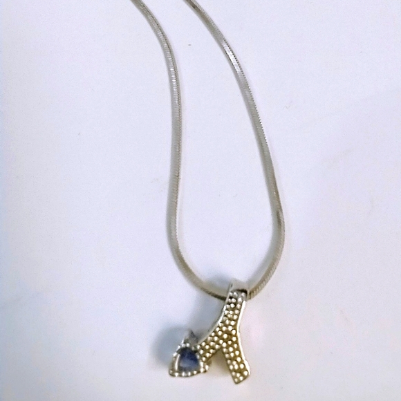 Tanzanite Pendant on Silver Necklace 18" Length - Picture 2 of 5